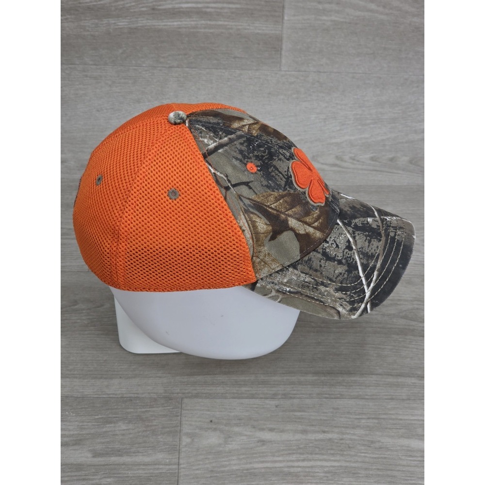 Black Clover Trucker Hat Cap L/XL Orange Camouflage Mesh Back Hunting Camo - Picture 5 of 7